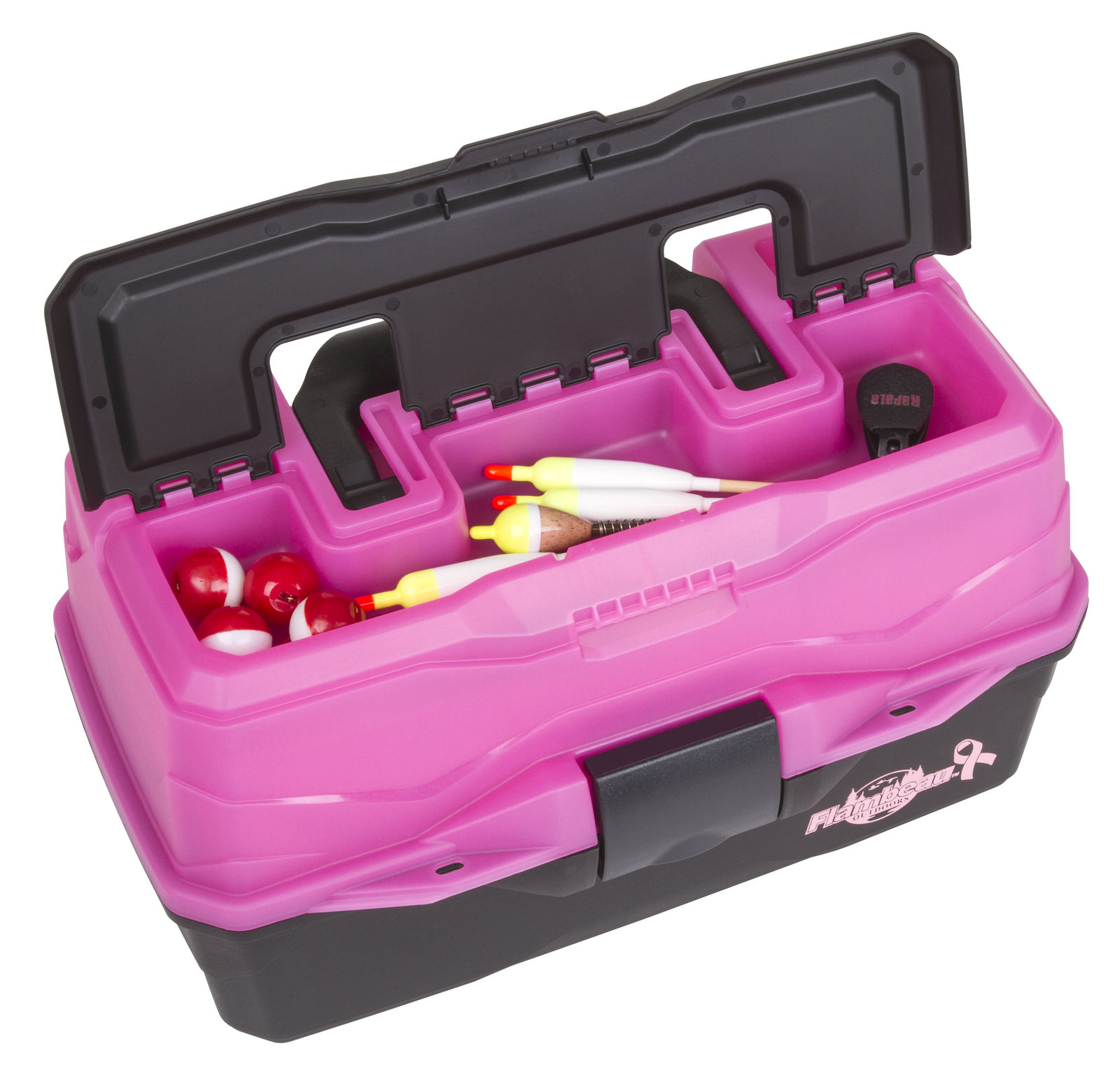 pink and black tackle box