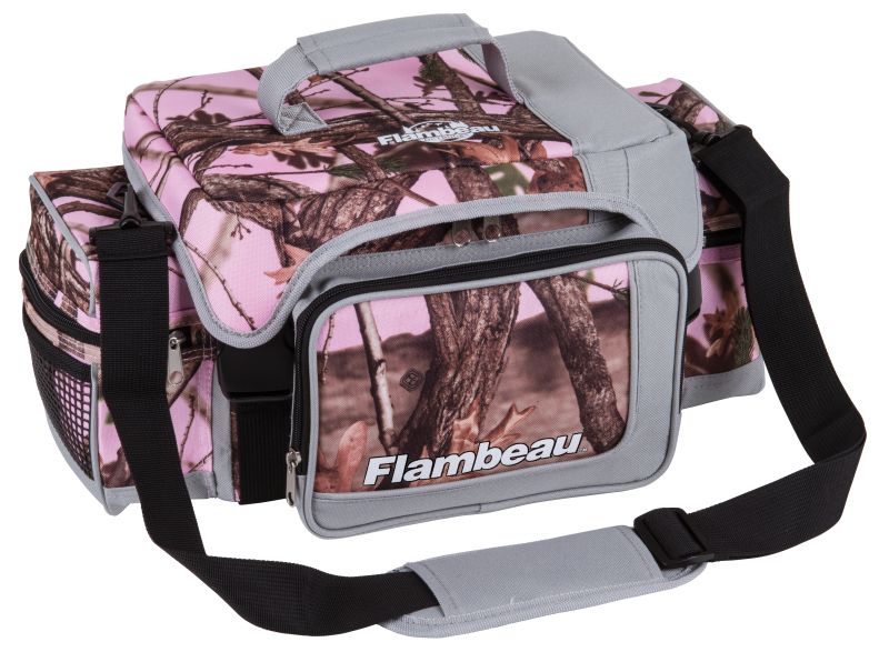 Flambeau Outdoors G400P Graphite Softside Series 400 Pink Tackle Bag,  Portable Fishing and Tackle Organizer Bag with Tuff Tainer Storage Boxes  Inside - Gray/Pink 